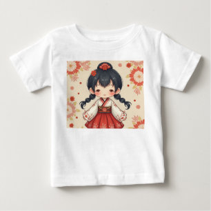Camiseta De Bebé Niñita linda con ropa coreana tradicional