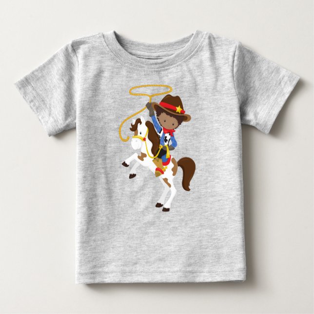 Camiseta De Bebé Niño Africano-Americano, Vaquero, Alguacil Lasso (Anverso)