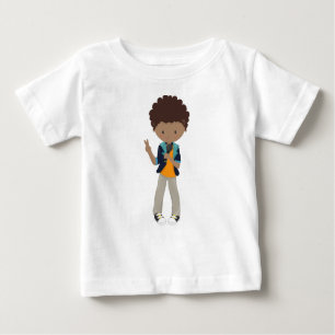 Camiseta De Bebé Niño afroamericano, chico de rock, cantante de ban