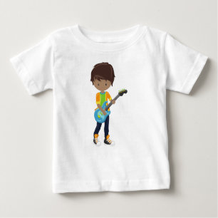 Camiseta De Bebé Niño afroamericano, chico de rock, guitarrista