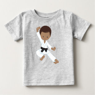 Camiseta De Bebé Niño afroamericano, niño karate, kata, cinturón ne