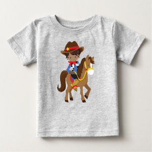 Camiseta De Bebé Niño afroamericano, vaquero, alguacil, caballo