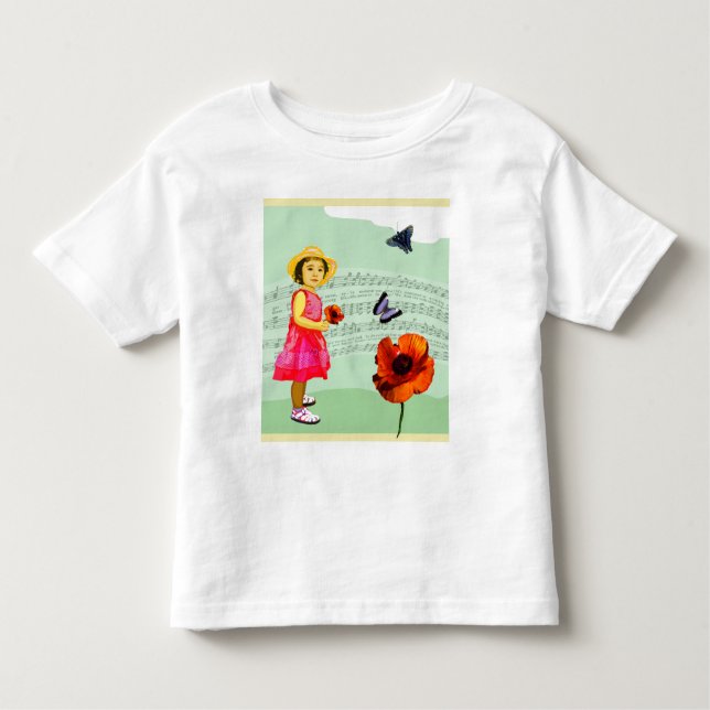 Camiseta De Bebé Niño: ¡Amo música! mariposas de las amapolas (Anverso)