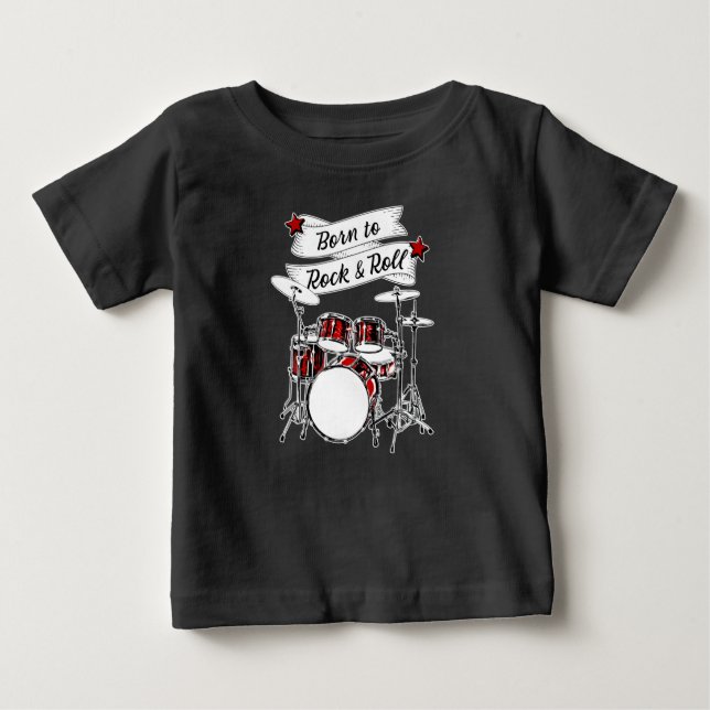 Camiseta De Bebé Niño bamboletero nacido en un bebé rockero de tamb (Anverso)