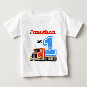 Camiseta De Bebé Niño Camión Llano Rojo Primer Cumpleaños