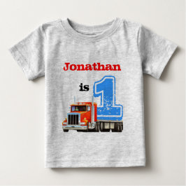 Camiseta De Bebé Niño Camión Llano Rojo Primer Cumpleaños