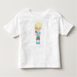 Camiseta De Bebé Niño Con Helado, Cabello Rubio, Cono De Helado