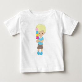 Camiseta De Bebé Niño Con Helado, Cabello Rubio, Cono De Helado