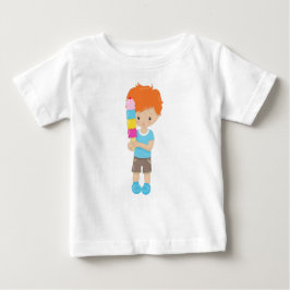 Camiseta De Bebé Niño Con Helado, Pelo Naranja, Helado