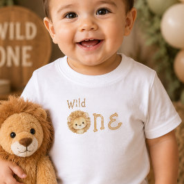 Camiseta de bebé niño cumpleaños León Salvaje Uno