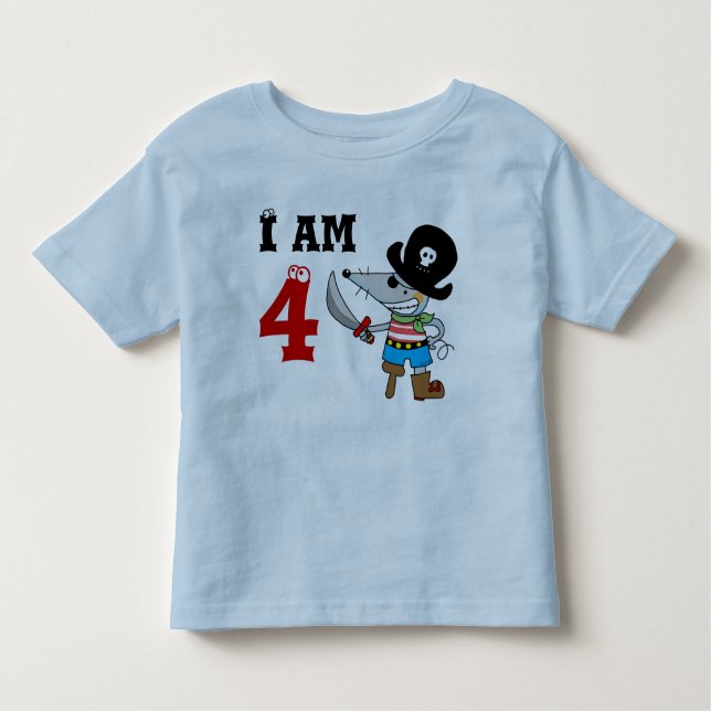 Camiseta De Bebé Niño de 4 años de edad de cumpleaños pirata (Anverso)