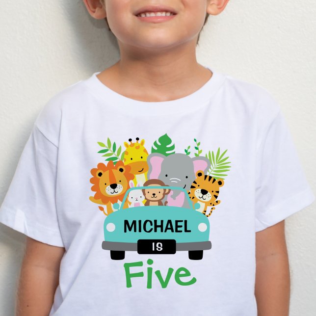 Camiseta De Bebé Niño de animales salvajes de la jungla 5 cumpleaño (Subido por el creador)