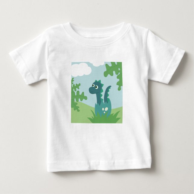 Camiseta De Bebé Niño de dinosaurio recién nacido en eggshell lindo (Anverso)