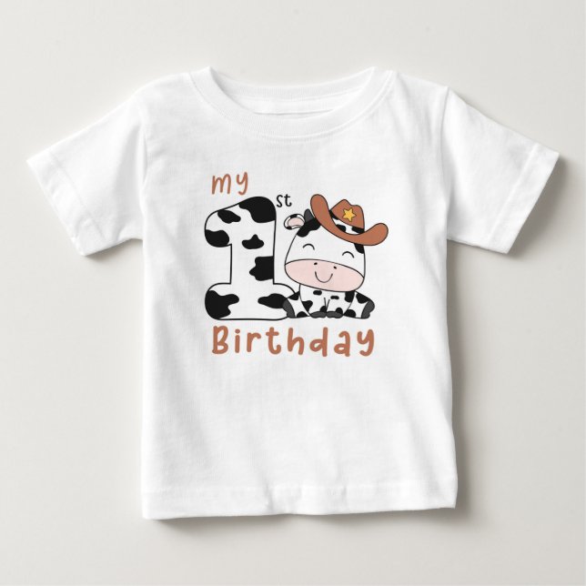 Camiseta De Bebé Niño de vaca sagrada Fiesta de cumpleaños bebé cam (Anverso)