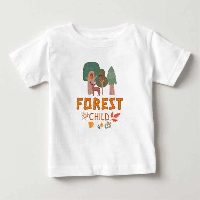 Camiseta De Bebé Niño del bosque Árboles Ciervos (Anverso)