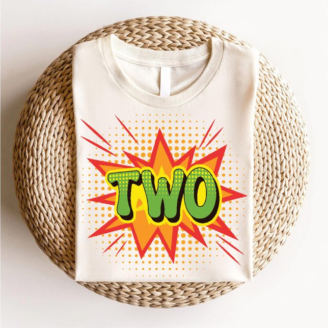 Camiseta De Bebé Niño del tema del cómic 2º cumpleaños Retro pequeñ (Comic Theme Kids 2nd Birthday Unique Retro Toddler Baby T-Shirt)