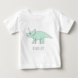 Camiseta De Bebé Niño Doodle Triceratops Dinosaur con nombre