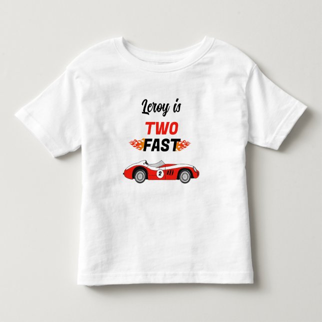 Camiseta De Bebé Niño Dos Autos de Carreras Antiguos Rápidos Cumple (Anverso)
