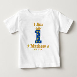 Camiseta De Bebé Niño Elegante Primer cumpleaños blanco personaliza