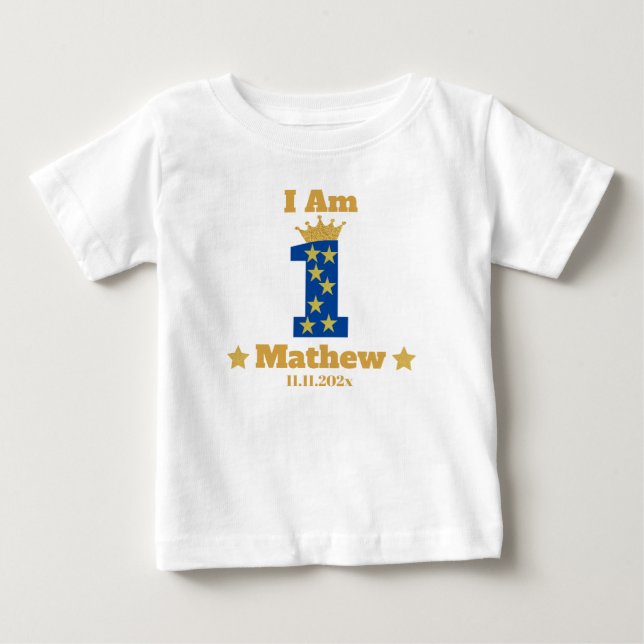 Camiseta De Bebé Niño Elegante Primer cumpleaños blanco personaliza (Anverso)