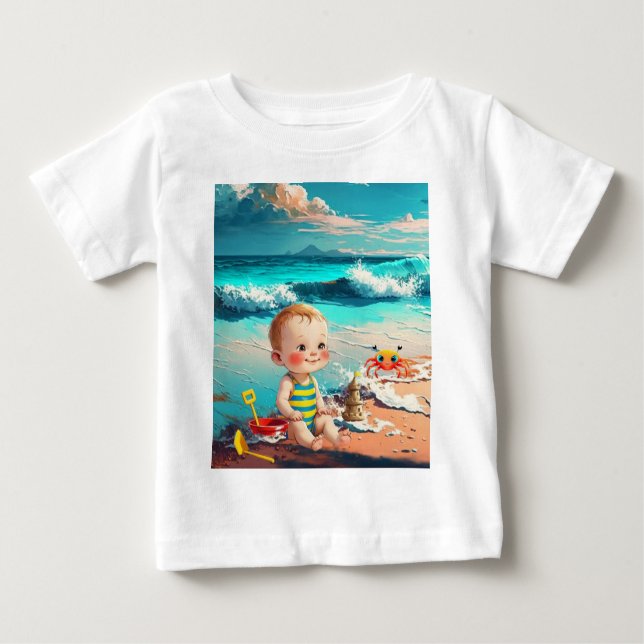 Camiseta De Bebé Niño en la playa (Anverso)