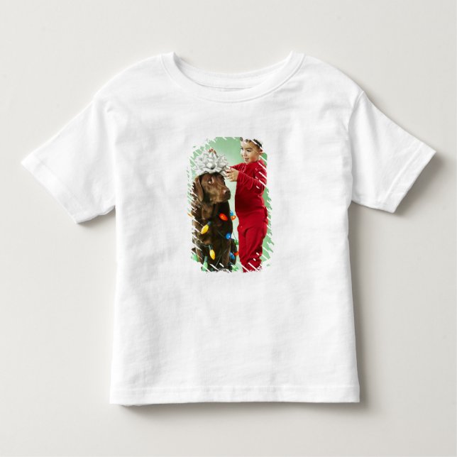 Camiseta De Bebé Niño envolviendo a Navidades luces alrededor de un (Anverso)