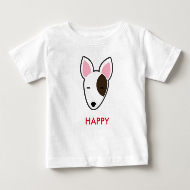 Camiseta De Bebé Niño feliz de Petory bull terrier (Anverso)