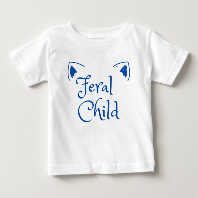 Camiseta De Bebé Niño Feral - Niño loco en azul (Anverso)