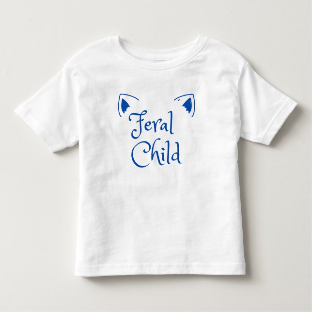 Camiseta De Bebé Niño Feral - Niño loco en azul (Anverso)