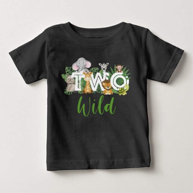 Camiseta De Bebé Niño Fiesta de safari salvaje de segundo cumpleaño (Anverso)