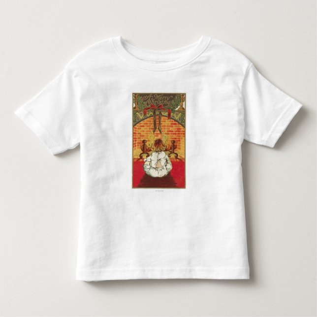 Camiseta De Bebé Niño frente a la chimenea (Anverso)