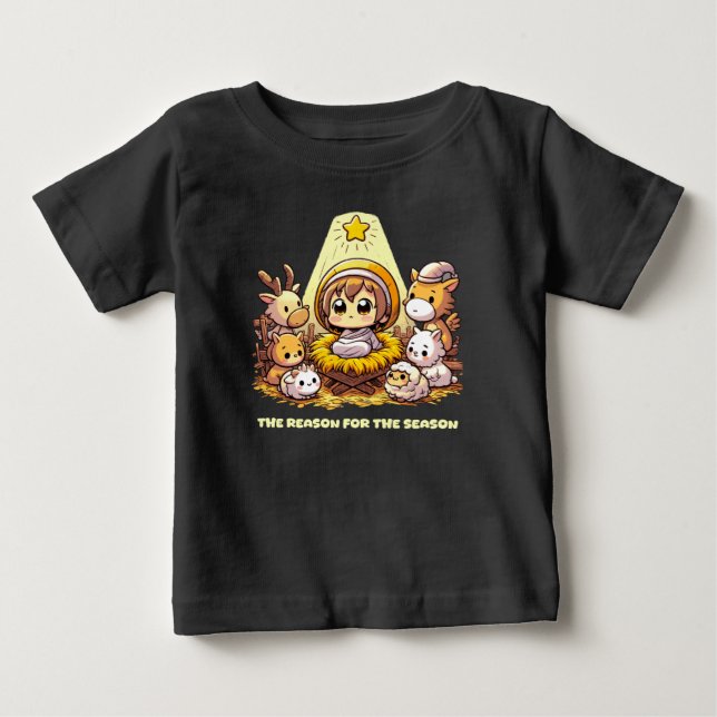 Camiseta De Bebé Niño Jesús: Chibi Natividad (Anverso)