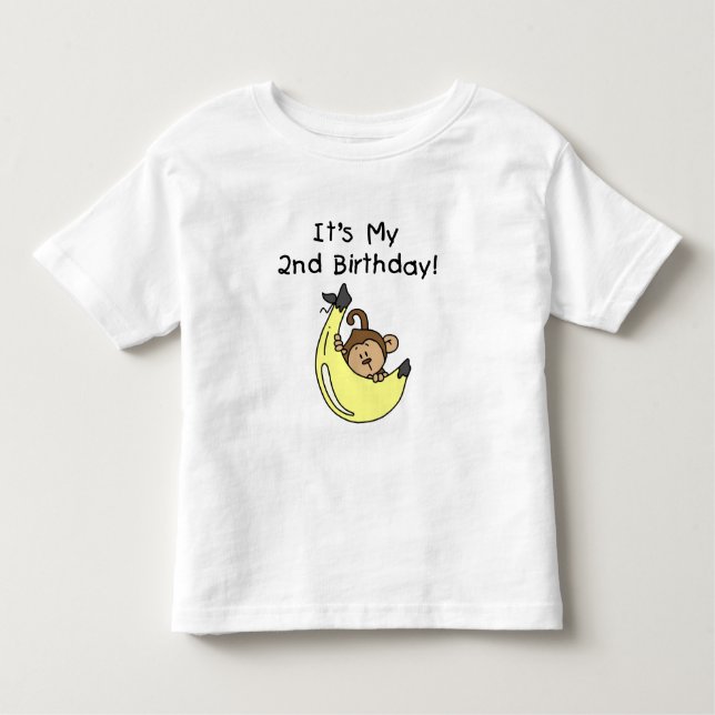Camiseta De Bebé Niño Mono en Banana Segundo Cumpleaños (Anverso)