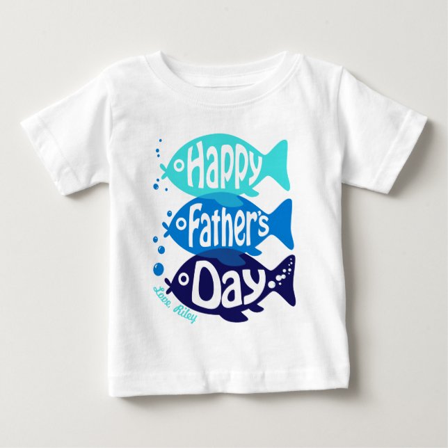 Camiseta De Bebé Niño Padres Día Romper con Pescado (Anverso)