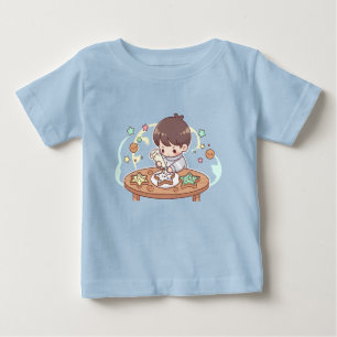 Camiseta De Bebé Niño Panadero Adorable Kawaii Galletas Horneando N