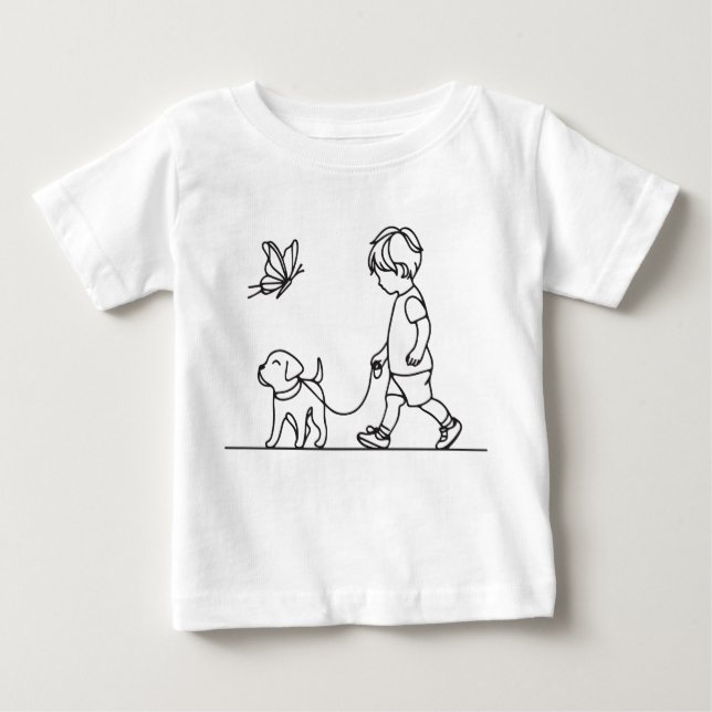 Camiseta De Bebé Niño paseando a su cachorro (Anverso)