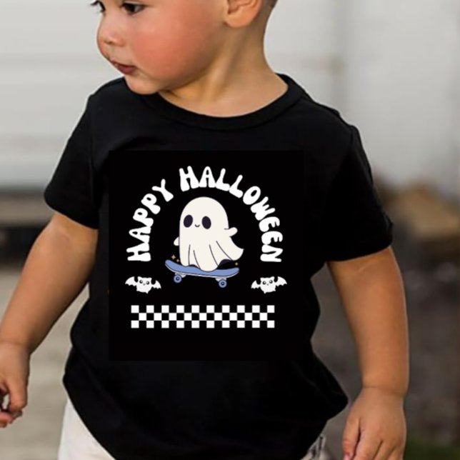 Camiseta De Bebé Niño pequeño de Halloween Fantasma Feliz (Subido por el creador)