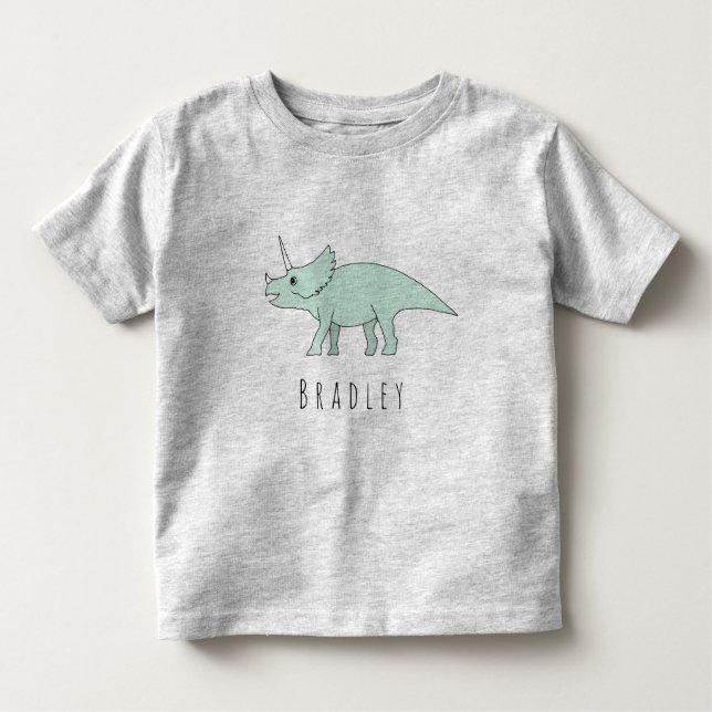 Camiseta De Bebé Niño pequeño Doodle Triceratops Dinosaurio con nom (Anverso)