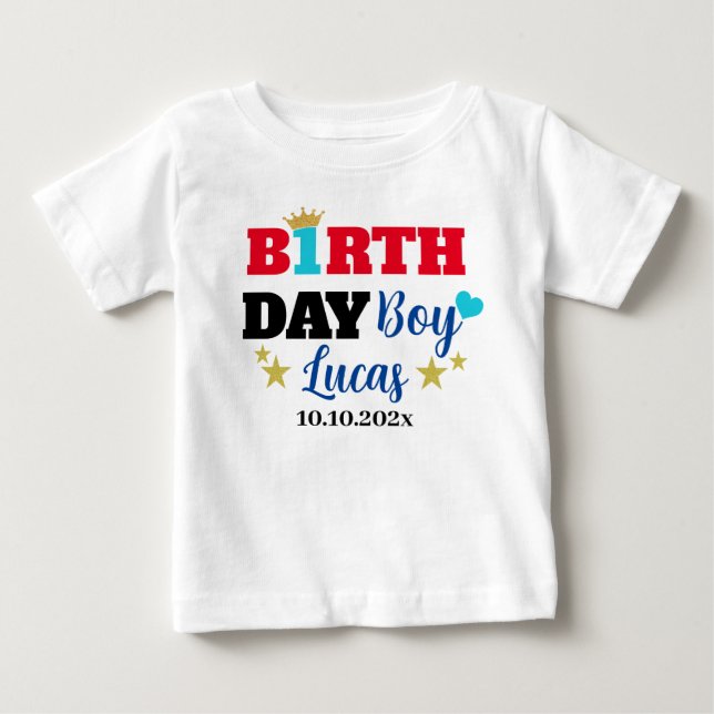 Camiseta De Bebé Niño Personalizado Blanco de la Corona de Oro de c (Anverso)