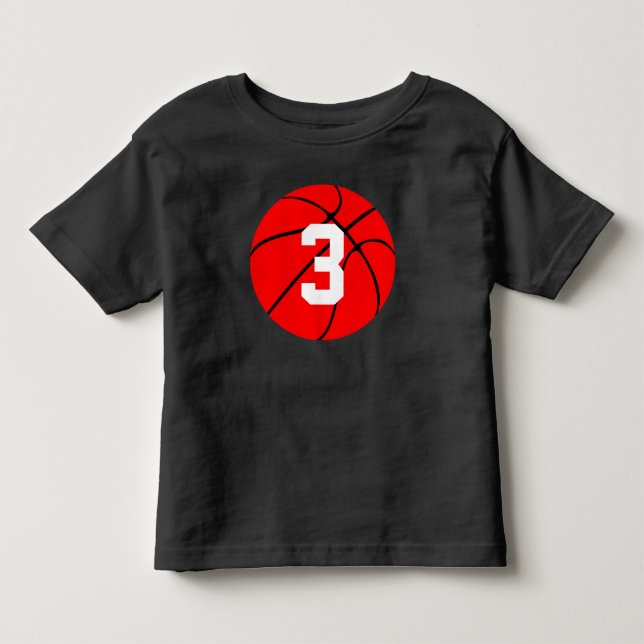 Camiseta De Bebé Niño Personalizado de Básquetbol Rojo Número de Je (Anverso)