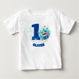 Camiseta De Bebé Niño personalizado del cumpleaños del tiburón
