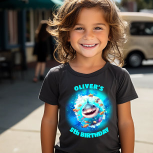 Camiseta De Bebé Niño personalizado del cumpleaños del tiburón