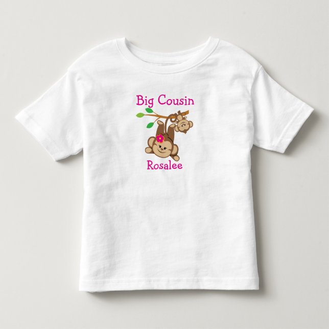Camiseta De Bebé Niño personalizado, mono Chica Gran primo (Anverso)