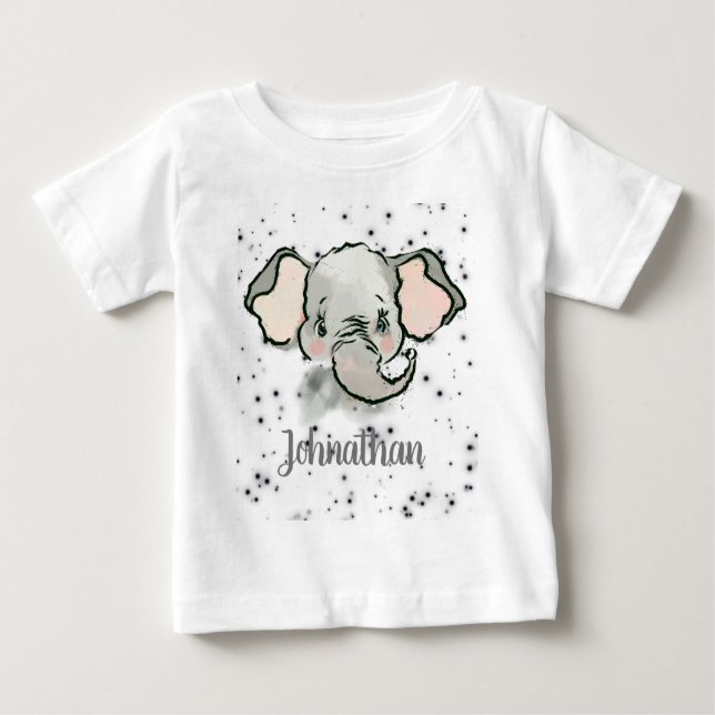 Camiseta De Bebé Niño personalizado Nombre elefante pequeño (Anverso)