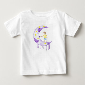 Camiseta De Bebé Niño pintando luna creciente
