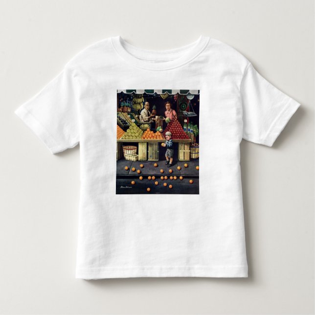 Camiseta De Bebé Niño y naranjas (Anverso)