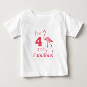 Camiseta De Bebé Niños 4 cumpleaños Cute Pink Flamingo