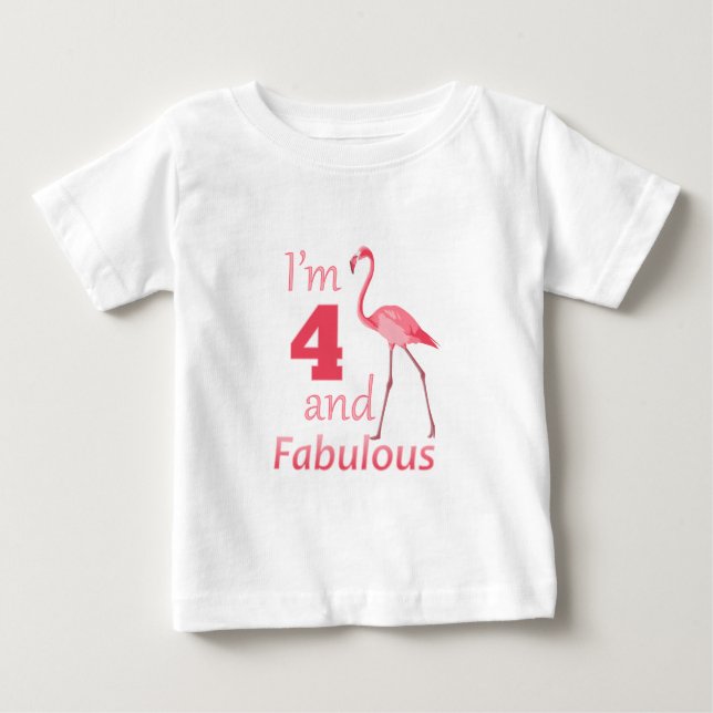 Camiseta De Bebé Niños 4 cumpleaños Cute Pink Flamingo (Anverso)