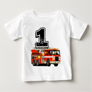 Camiseta De Bebé Niños bebés Primer Camión Rojo de Cumpleaños