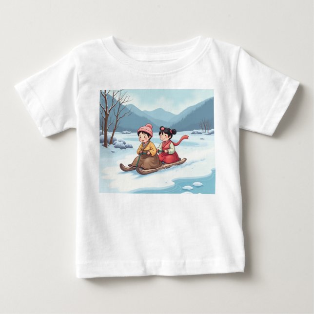 Camiseta De Bebé niños con trineo (Anverso)